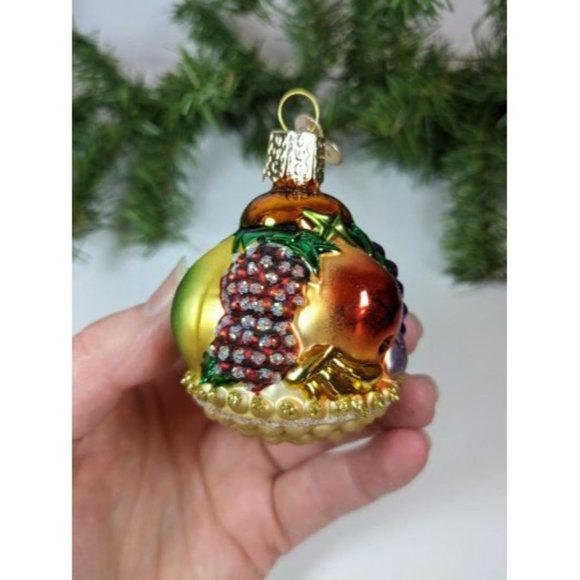 Retired Old World Christmas Fruit Basket Ornament - Picture 1 of 7